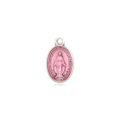 Miraculous Medal Necklace - Sterling Silver - 1/2 Inch Tall by 1/4 Inch Wide with 24" Chain