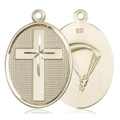 Cross Paratrooper Medal Necklace - 14K Gold Filled - 1-1/8 Inch Tall x 3/4 Inch Wide with 24" Chain