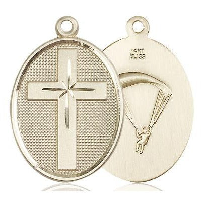 Cross Paratrooper Medal - 14K Gold - 1-1/8 Inch Tall x 3/4 Inch Wide