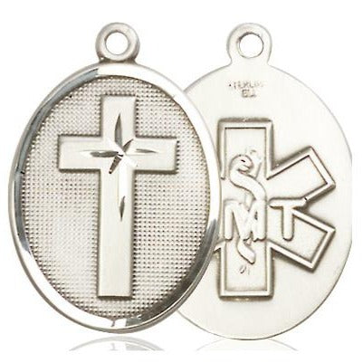 Cross Paratrooper Medal Necklace - Sterling Silver - 1-1/8 Inch Tall x 3/4 Inch Wide with 24" Chain