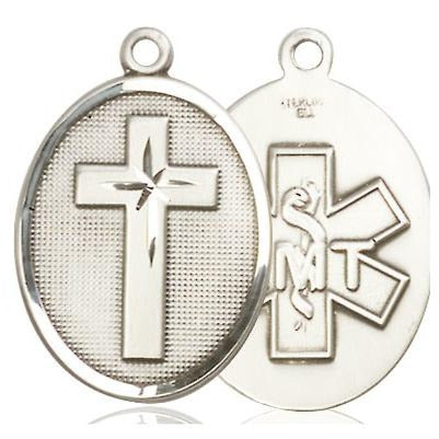Cross Paratrooper Medal Necklace - Sterling Silver - 1-1/8 Inch Tall x 3/4 Inch Wide with 18" Chain