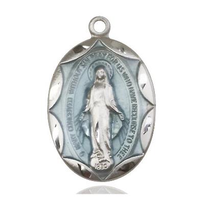 Miraculous Medal Necklace - Sterling Silver - 1 Inch Tall by 5/8 Inch Wide with 18" Chain