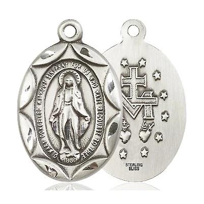 Miraculous Medal - Sterling Silver - 1 Inch Tall by 5/8 Inch Wide
