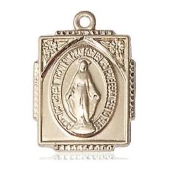 Miraculous Medal - 14K Gold - 5/8 Inch Tall by 1/2 Inch Wide