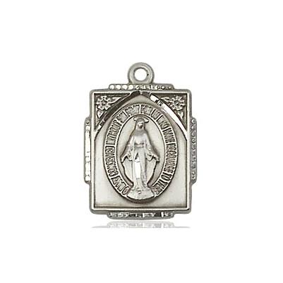 Miraculous Medal Necklace - Sterling Silver - 5/8 Inch Tall by 1/2 Inch Wide with 18" Chain