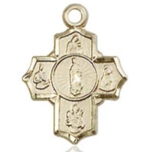 5 Way Medal - 14K Gold - 1/2 Inch Tall x 3/8 Inch Wide