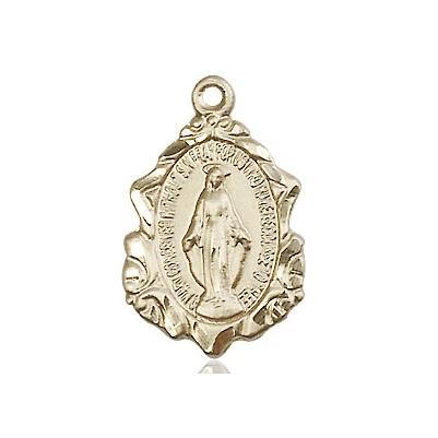 Miraculous Medal Necklace - 14K Gold - 3/4 Inch Tall by 1/2 Inch Wide with 18" Chain