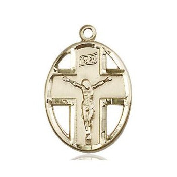 Crucifix Medal - 14K Gold Filled - 3/4 Inch Tall x 1/2 Inch Wide
