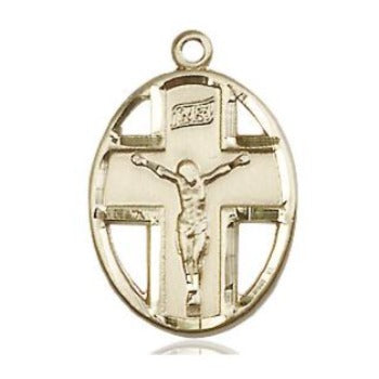 Crucifix Medal - 14K Gold - 3/4 Inch Tall x 1/2 Inch Wide