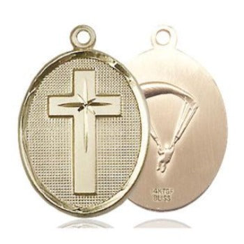 Cross Paratroopers Medal - 14K Gold Filled - 3/4 Inch Tall x 7/8 Inch Wide