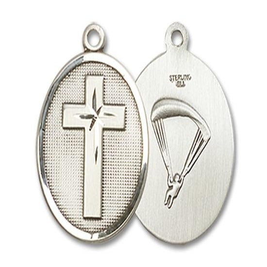Cross Paratroopers Medal - Sterling Silver - 3/4 Inch Tall x 7/8 Inch Wide