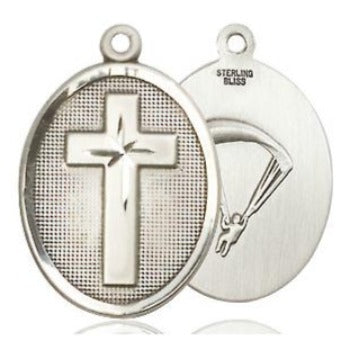 Cross Paratroopers Medal - Sterling Silver - 3/4 Inch Tall x 7/8 Inch Wide