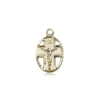 Crucifix Medal Necklace - 14K Gold - 1/2 Inch Tall x 1/4 Inch Wide with 18" Chain