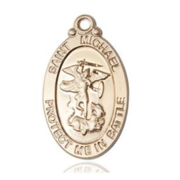 St. Michael National Guard Medal - 14K Gold - 1-1/8 Inch Tall x 5/8 Inch Wide