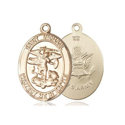 St. Michael Army Medal Necklace - 14K Gold Filled - 3/4 Inch Tall x 1/2 Inch Wide with 18" Chain
