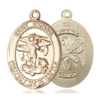 St. Michael National Guard Medal - 14K Gold Filled - 3/4 Inch Tall x 1/2 Inch Wide