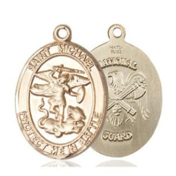 St. Michael National Guard Medal - 14K Gold - 3/4 Inch Tall x 1/2 Inch Wide