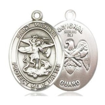 St. Michael National Guard Medal - Sterling Silver - 3/4 Inch Tall x 1/2 Inch Wide