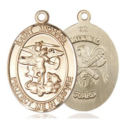 St. Michael National Guard Medal - 14K Gold Filled - 1 Inch Tall x 5/8 Inch Wide