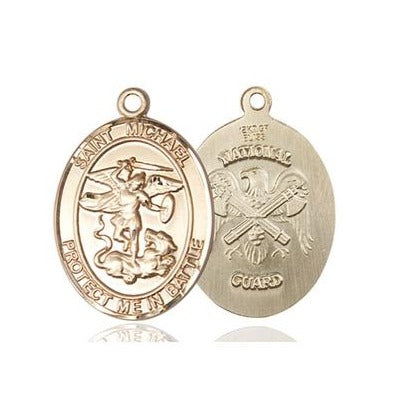 St. Michael National Guard Medal - 14K Gold - 1 Inch Tall x 5/8 Inch Wide