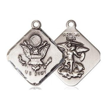 Army Diamond Medal - Sterling Silver - 3/4 Inch Tall x 5/8 Inch Wide