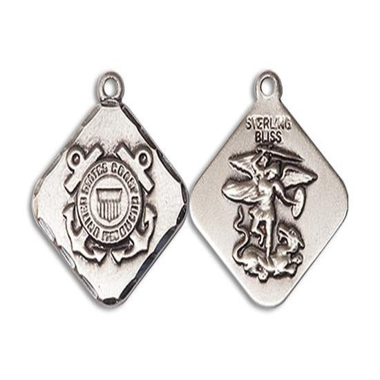 Coast Guard Diamond Medal - Sterling Silver - 3/4 Inch Tall x 5/8 Inch Wide