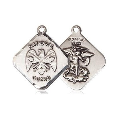 National Guard Diamond Medal - Sterling Silver - 3/4 Inch Tall x 5/8 Inch Wide