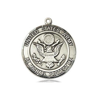 Army St Michael Medal Necklace - Sterling Silver - 3/4 Inch Tall x 3/4 Inch Wide with 24" Chain