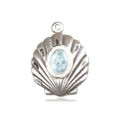 Miraculous Medal Necklace - Sterling Silver - 3/4 Inch Tall by 5/8 Inch Wide with 24" Chain