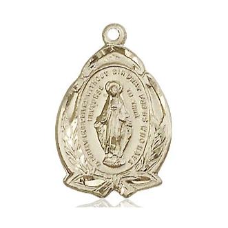 Miraculous Medal - 14K Gold - 3/4 Inch Tall by 1/2 Inch Wide