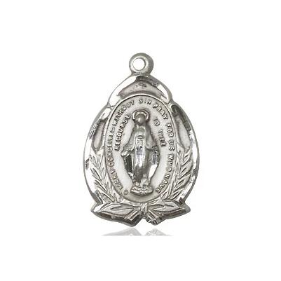 Miraculous Medal Necklace - Sterling Silver - 3/4 Inch Tall by 1/2 Inch Wide with 18" Chain