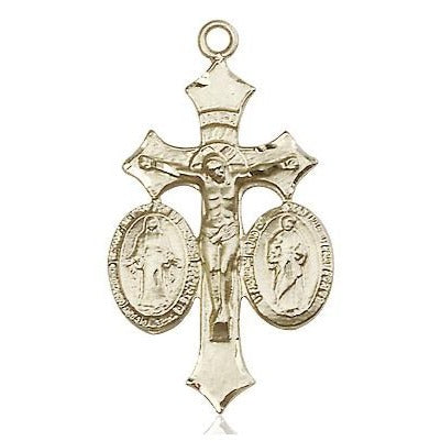 Jesus, Mary & Joseph Medal - 14K Gold Filled - 1-1/8 Inch Tall x 5/8 Inch Wide