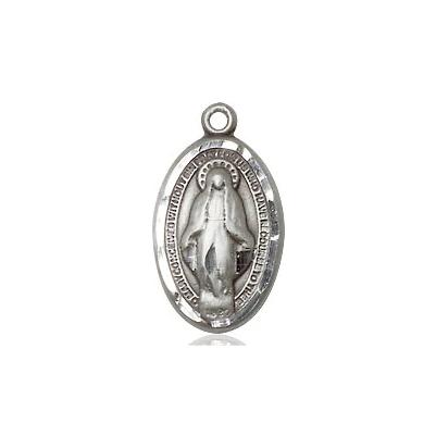 Miraculous Medal Necklace - Sterling Silver - 5/8 Inch Tall by 3/8 Inch Wide with 24" Chain