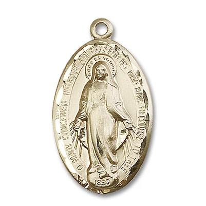 Miraculous Medal - 14K Gold Filled - 1-3/8 Inch Tall by 3/4 Inch Wide