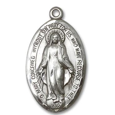 Miraculous Medal - Pewter - 1-3/8 Inch Tall by 3/4 Inch Wide