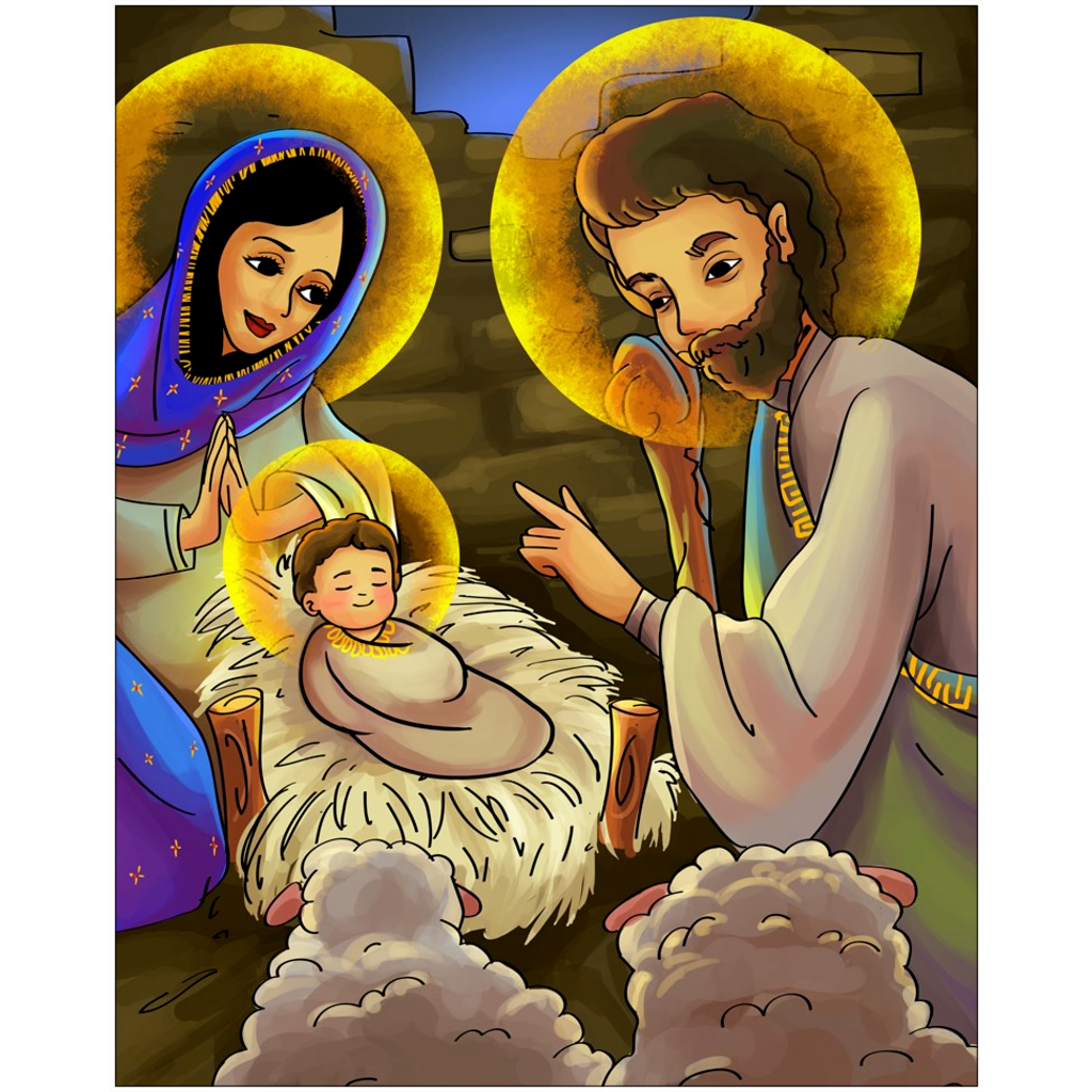 The Nativity Catholic Folk Art Print