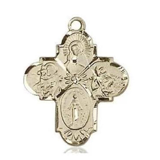4 Way Medal - 14K Gold - 3/4 Inch Tall x 5/8 Inch Wide