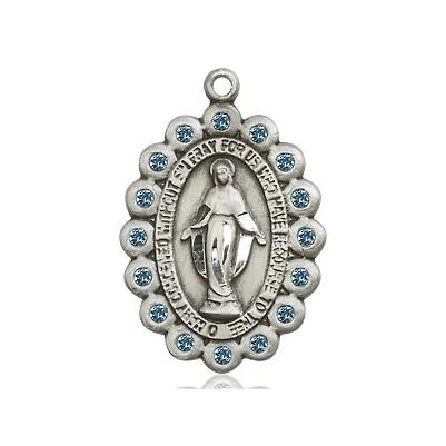 Miraculous Medal Necklace - Sterling Silver - 7/8 Inch Tall by 1/2 Inch Wide with 24" Chain