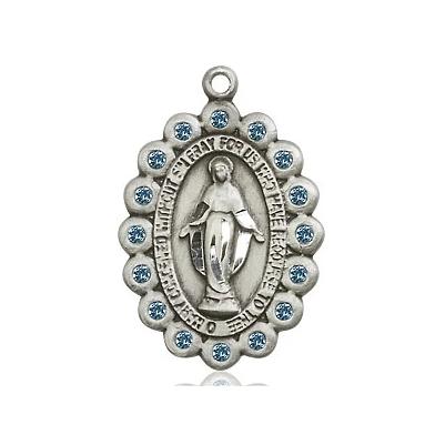 Miraculous Medal Necklace - Sterling Silver - 7/8 Inch Tall by 1/2 Inch Wide with 18" Chain