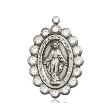 Miraculous Medal - Sterling Silver - 7/8 Inch Tall by 1/2 Inch Wide