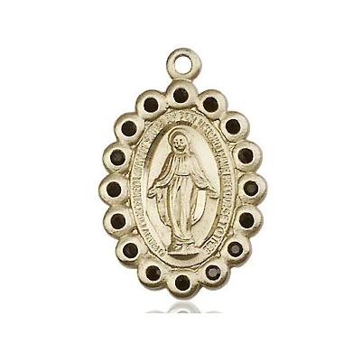 Miraculous Medal Necklace - 14K Gold - 7/8 Inch Tall by 1/2 Inch Wide with 18" Chain