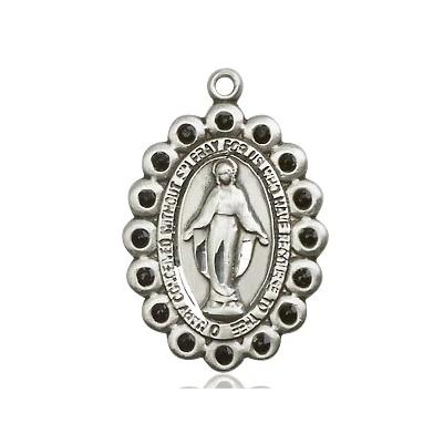 Miraculous Medal Necklace - Sterling Silver - 7/8 Inch Tall by 1/2 Inch Wide with 18" Chain