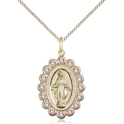 Miraculous Medal Necklace - 14K Gold Filled - 7/8 Inch Tall by 1/2 Inch Wide with 18" Chain