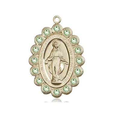 Miraculous Medal - 14K Gold - 7/8 Inch Tall by 1/2 Inch Wide