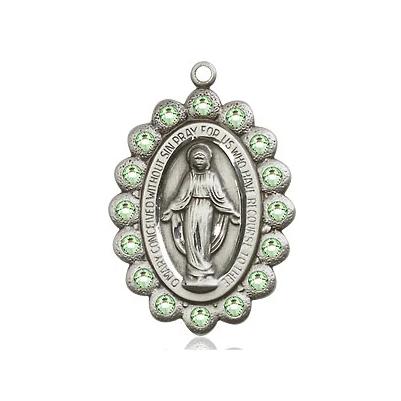 Miraculous Medal Necklace - Sterling Silver - 7/8 Inch Tall by 1/2 Inch Wide with 18" Chain