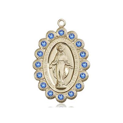 Miraculous Medal Necklace - 14K Gold - 7/8 Inch Tall by 1/2 Inch Wide with 18" Chain