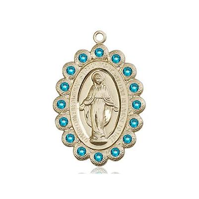 Miraculous Medal Necklace - 14K Gold - 7/8 Inch Tall by 1/2 Inch Wide with 18" Chain