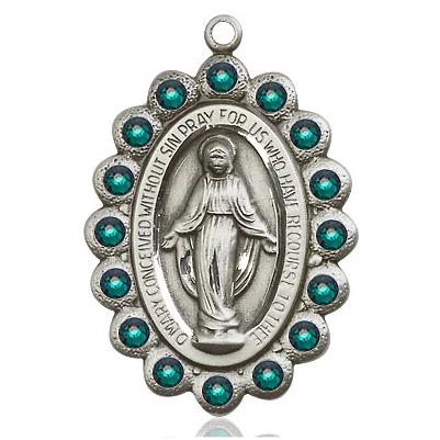 Miraculous Medal Necklace - Sterling Silver - 1-1/8 Inch Tall by 3/4 Inch Wide with 18" Chain