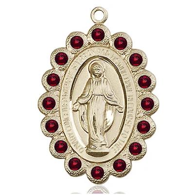 Miraculous Medal Necklace - 14K Gold - 1-1/8 Inch Tall by 3/4 Inch Wide with 24" Chain