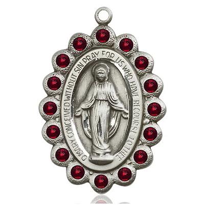 Miraculous Medal Necklace - Sterling Silver - 1-1/8 Inch Tall by 3/4 Inch Wide with 18" Chain